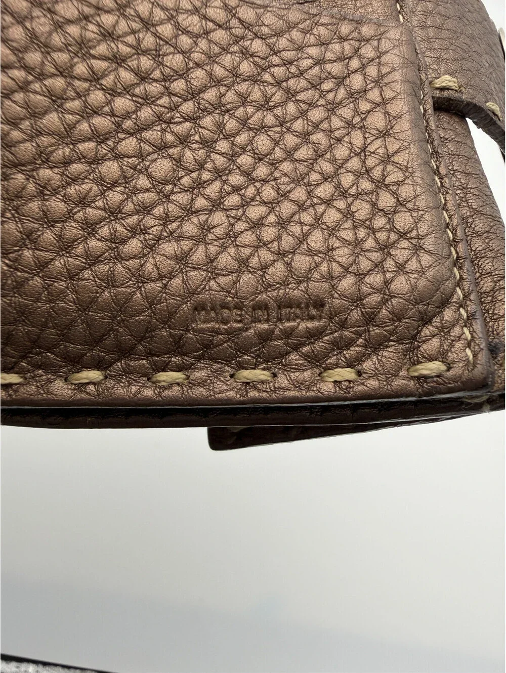 Authentic Fendi Selleria Small Bifold Wallet Hand-Stitched Roman Leather Brown
